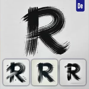 Dalle Prompt R Letter Chinese Brush Stroke Black Ink Hand Drawing Vector