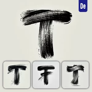 Dalle Prompt T Letter Chinese Brush Stroke Black Ink Hand Drawing Vector
