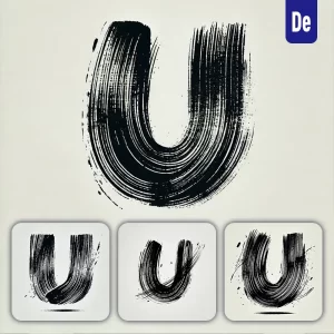 Dalle Prompt U Letter Chinese Brush Stroke Black Ink Hand Drawing Vector