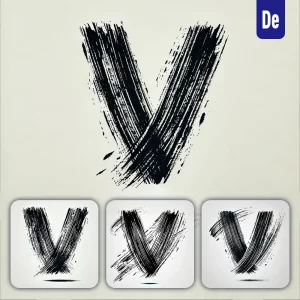 Dalle Prompt V Letter Chinese Brush Stroke Black Ink Hand Drawing Vector