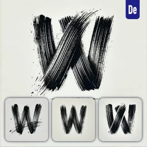 Dalle Prompt W Letter Chinese Brush Stroke Black Ink Hand Drawing Vector