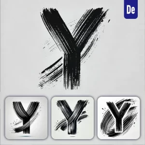 Dalle Prompt Y Letter Chinese Brush Stroke Black Ink Hand Drawing Vector