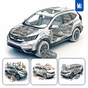 Midjourney Prompt CRV Honda 3D Breakdown Drawing Illustration