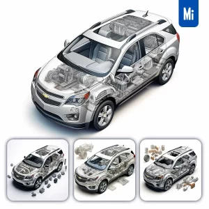 Midjourney Prompt Chevrolet Equinox 3D Breakdown Drawing Illustration