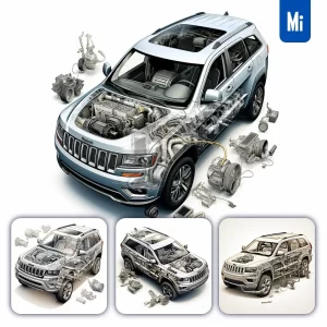 Midjourney Prompt Jeep Grand Cherokee 3D Breakdown Drawing Illustration