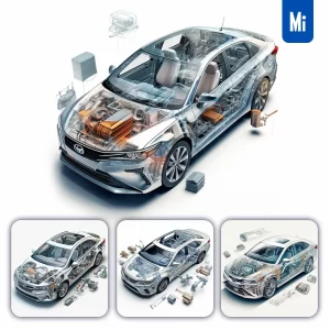 Midjourney Prompt Toyota Camry 3D Breakdown Drawing Illustration