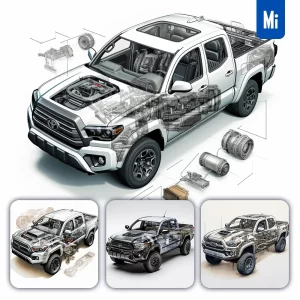 Midjourney Prompt Toyota Tacoma 3D Breakdown Drawing Illustration