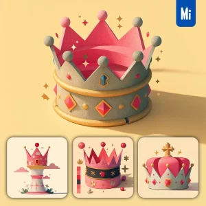 Midjourney Prompt Crown Golden 3D Icon Graphic Cartoon