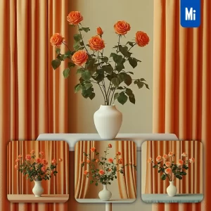 Midjourney Prompt Rose Wallpaper Vase Fabric Flower Photography